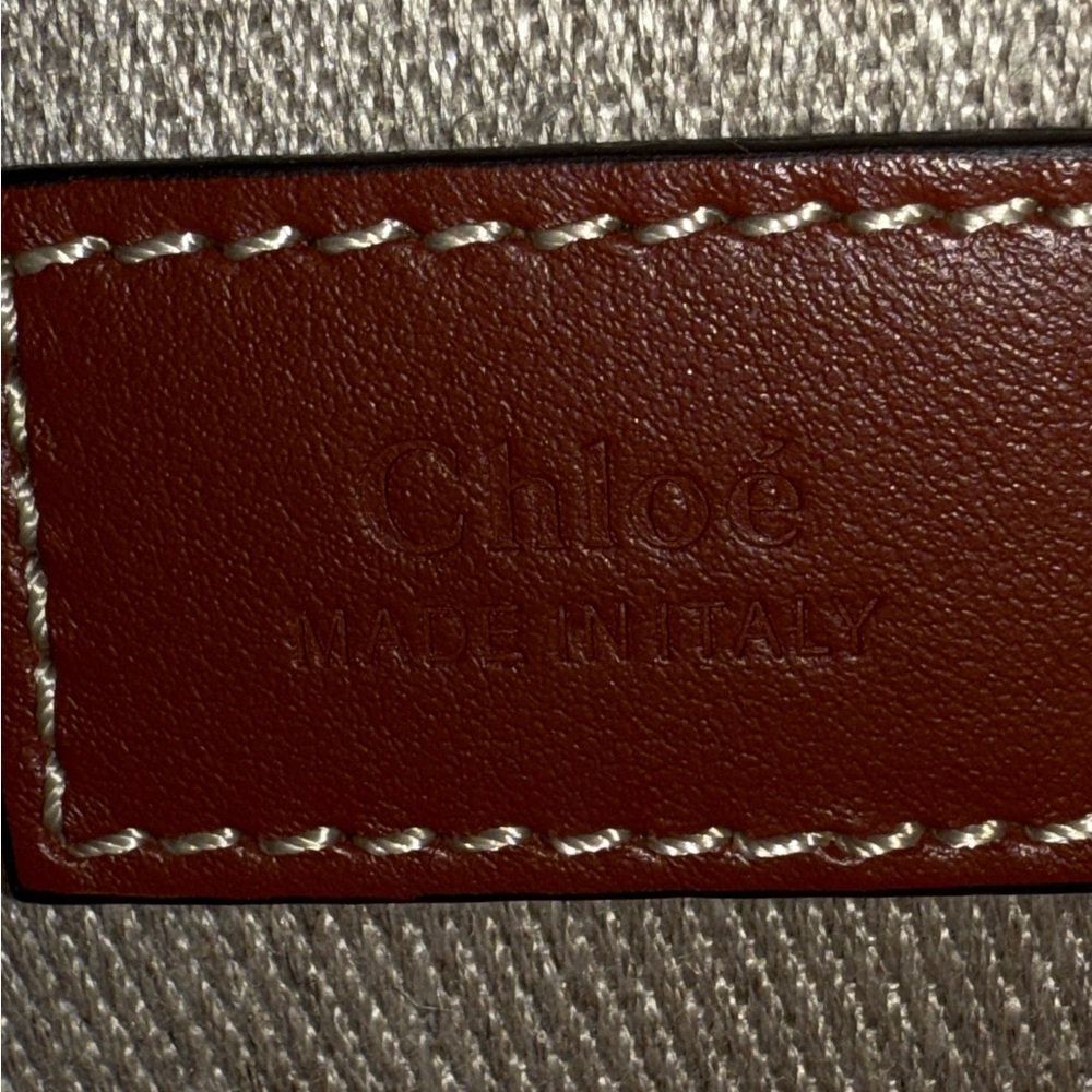 Chloe Cream and Brown Canvas Small Tote - Picture 10 of 16